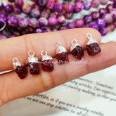 Natural Raw Red Garnet Silver Electroplated Connectors, January Birthstone, Sold By Piece
